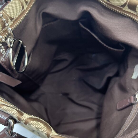 Authenticated Coach Signature Canvas Tote Patent Leather Trim Tan/Brown F28504 - Picture 15 of 15